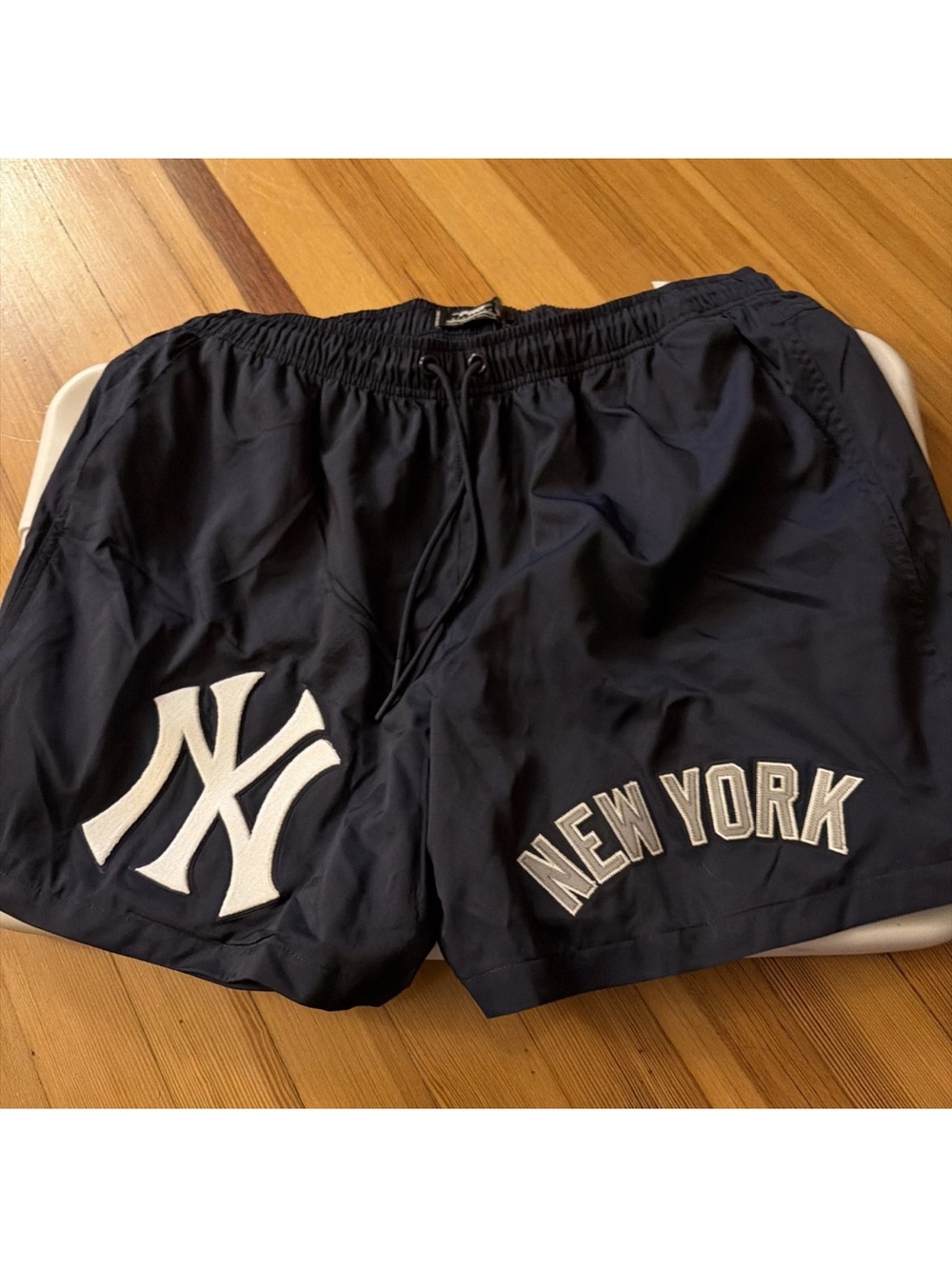 Men's Navy Athletic Shorts with White 'New York' Lettering